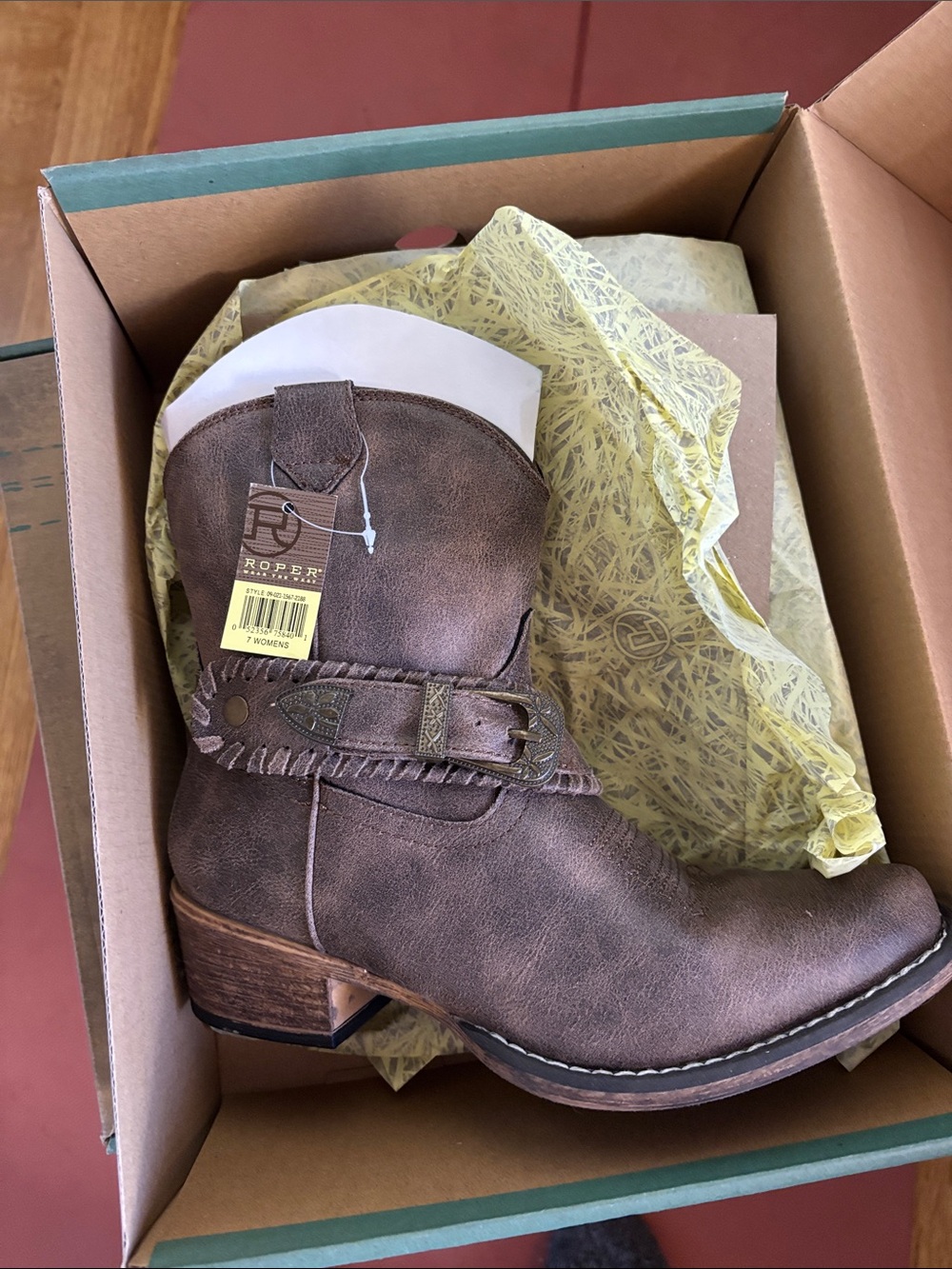 Roper Brown Distressed Short Western Bootie